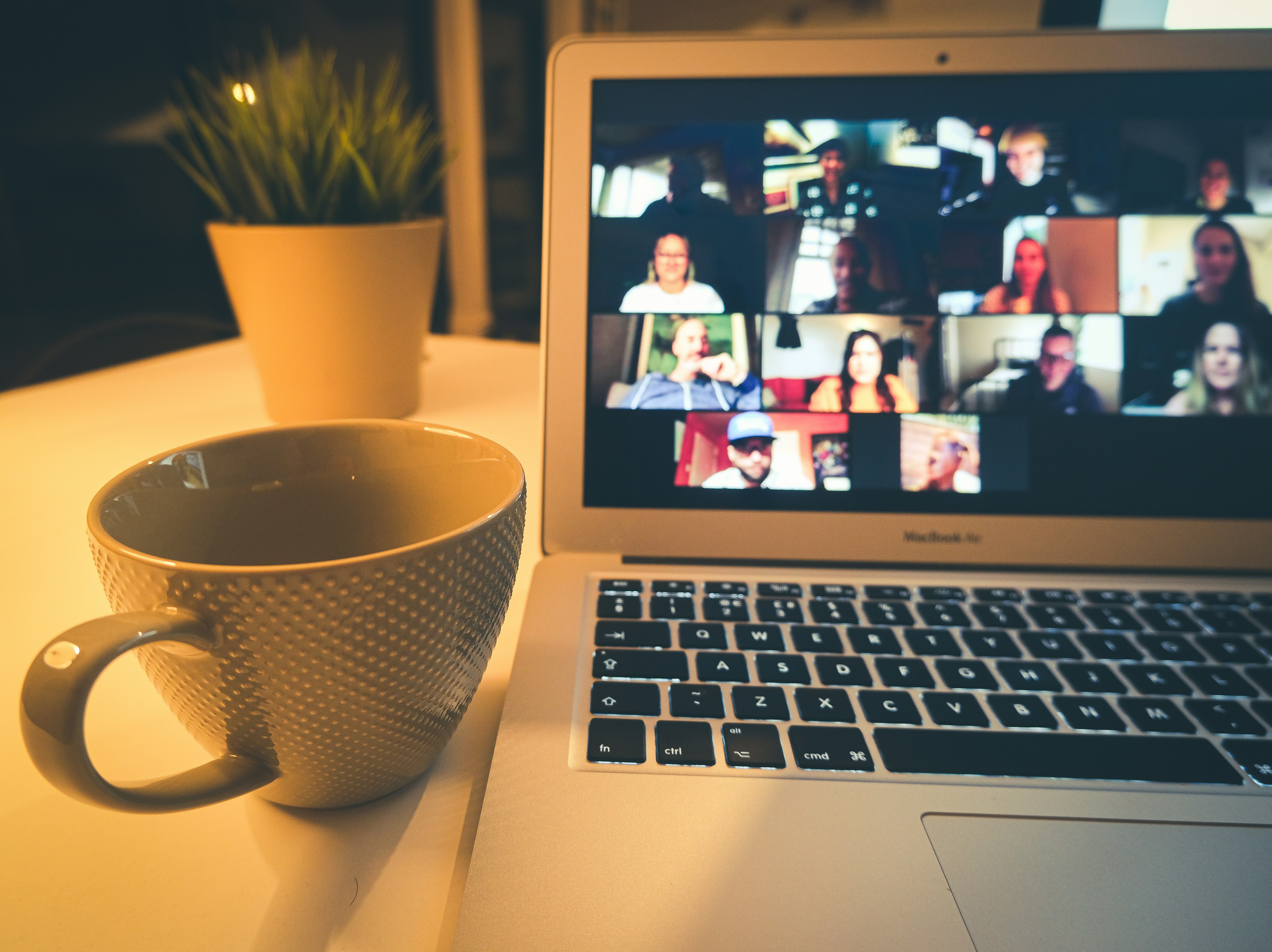 Photo of a group of people on a video conference call