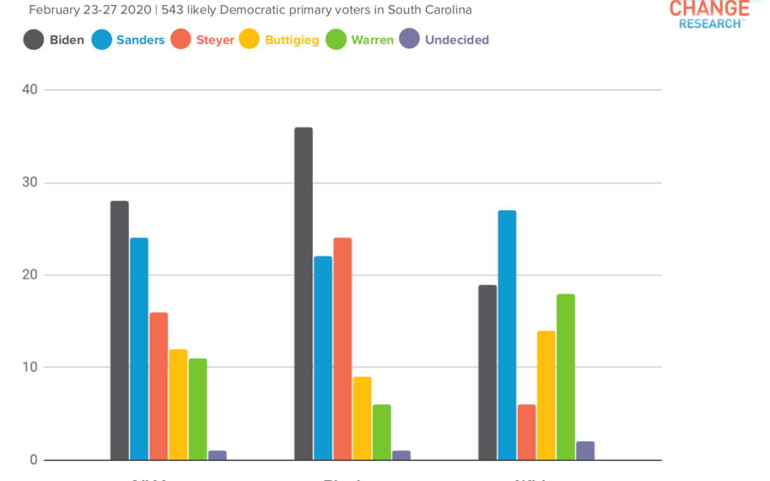 Biden Leads the Democratic Primary in South Carolina, followed by Sanders and Steyer