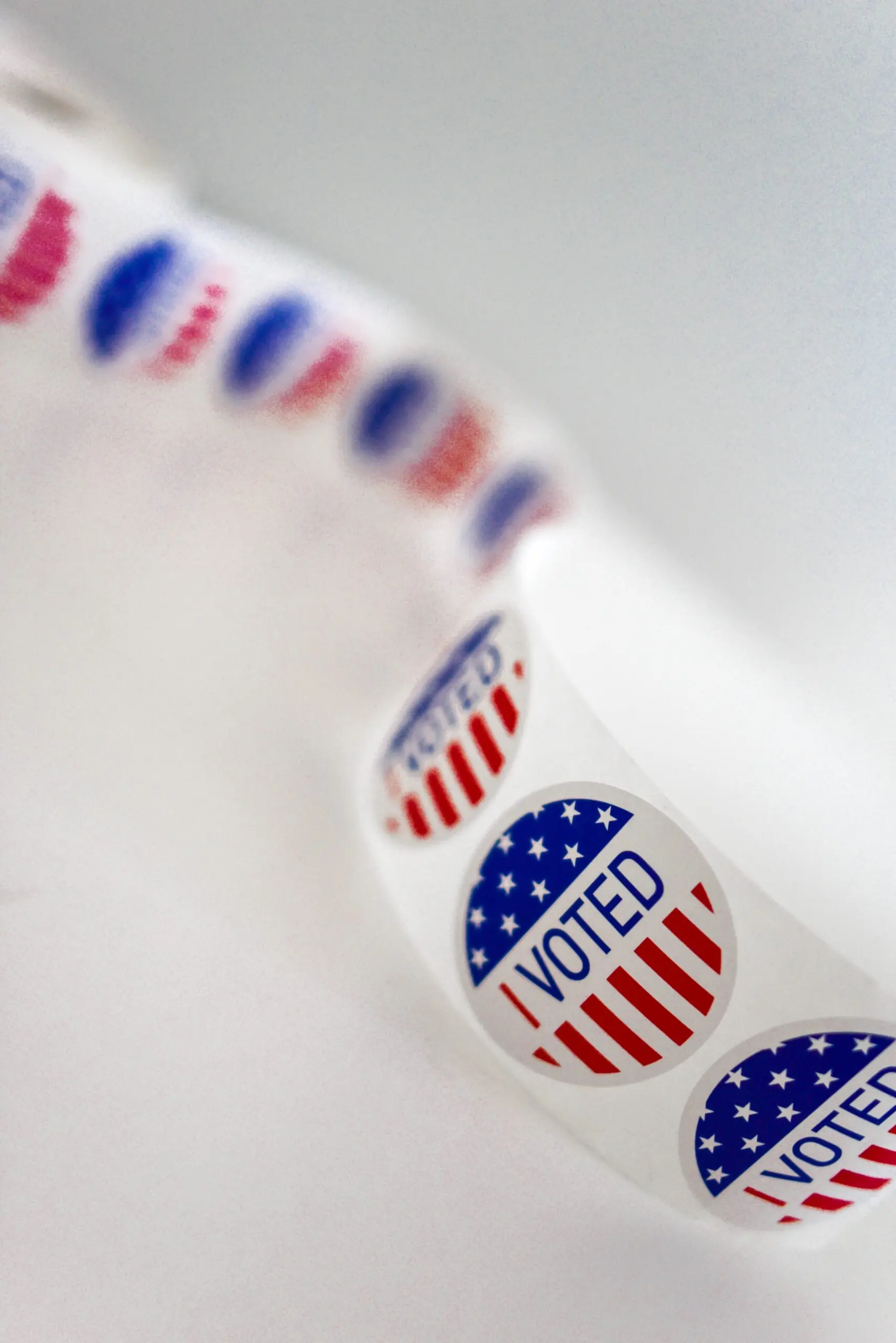 A ribbon of "I voted" stickers